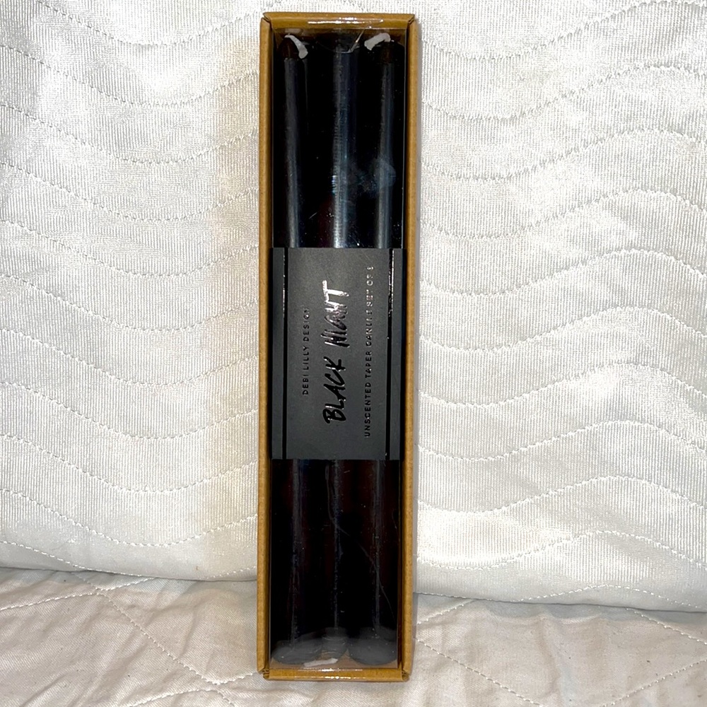 Debi Lilly Design Black Night Unscented Taper Candles 🕯 Set Of 6 New In Box